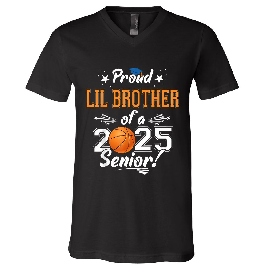 Proud Lil Brother Of A 2025 Senior Graduate Basketball V-Neck T-Shirt