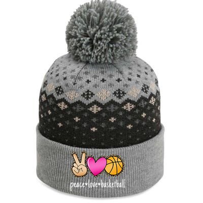 Peace Love Basketball Leopard Print Basketball The Baniff Cuffed Pom Beanie