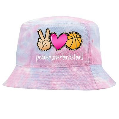 Peace Love Basketball Leopard Print Basketball Tie-Dyed Bucket Hat