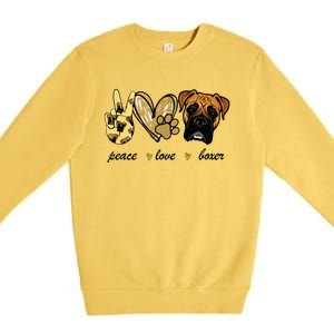 Peace Love Boxer Dog Boxer Dog Lover Gift Premium Crewneck Sweatshirt