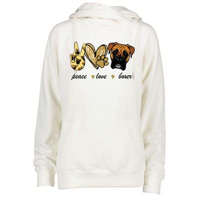 Peace Love Boxer Dog Boxer Dog Lover Gift Womens Funnel Neck Pullover Hood