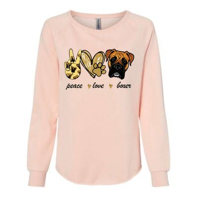 Peace Love Boxer Dog Boxer Dog Lover Gift Womens California Wash Sweatshirt