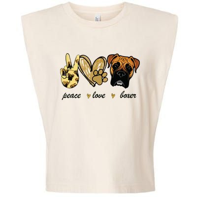 Peace Love Boxer Dog Boxer Dog Lover Gift Garment-Dyed Women's Muscle Tee