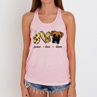 Peace Love Boxer Dog Boxer Dog Lover Gift Women's Knotted Racerback Tank