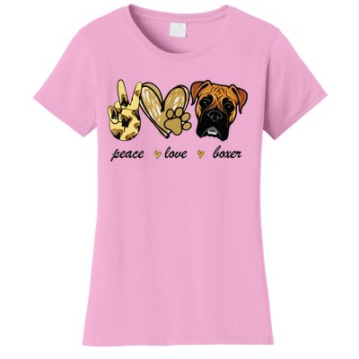 Peace Love Boxer Dog Boxer Dog Lover Gift Women's T-Shirt