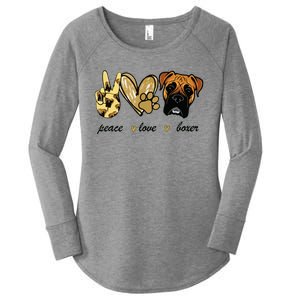 Peace Love Boxer Dog Boxer Dog Lover Gift Women's Perfect Tri Tunic Long Sleeve Shirt