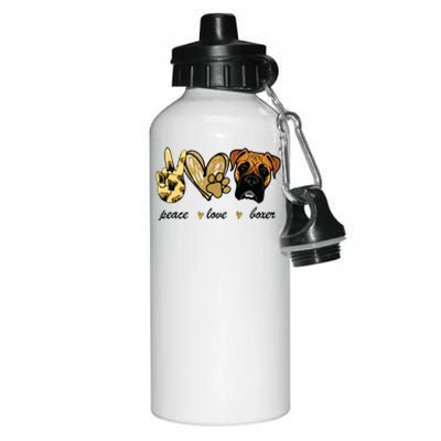 Peace Love Boxer Dog Boxer Dog Lover Gift Aluminum Water Bottle 