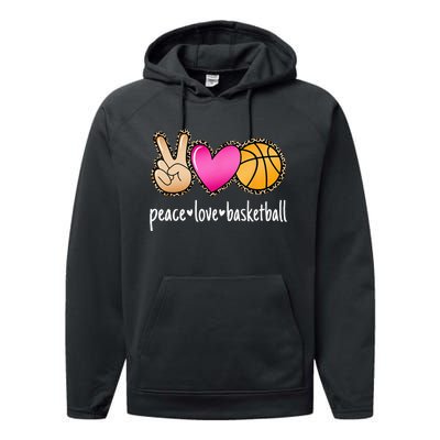 Peace Love Basketball Leopard Print Women Basketball Performance Fleece Hoodie