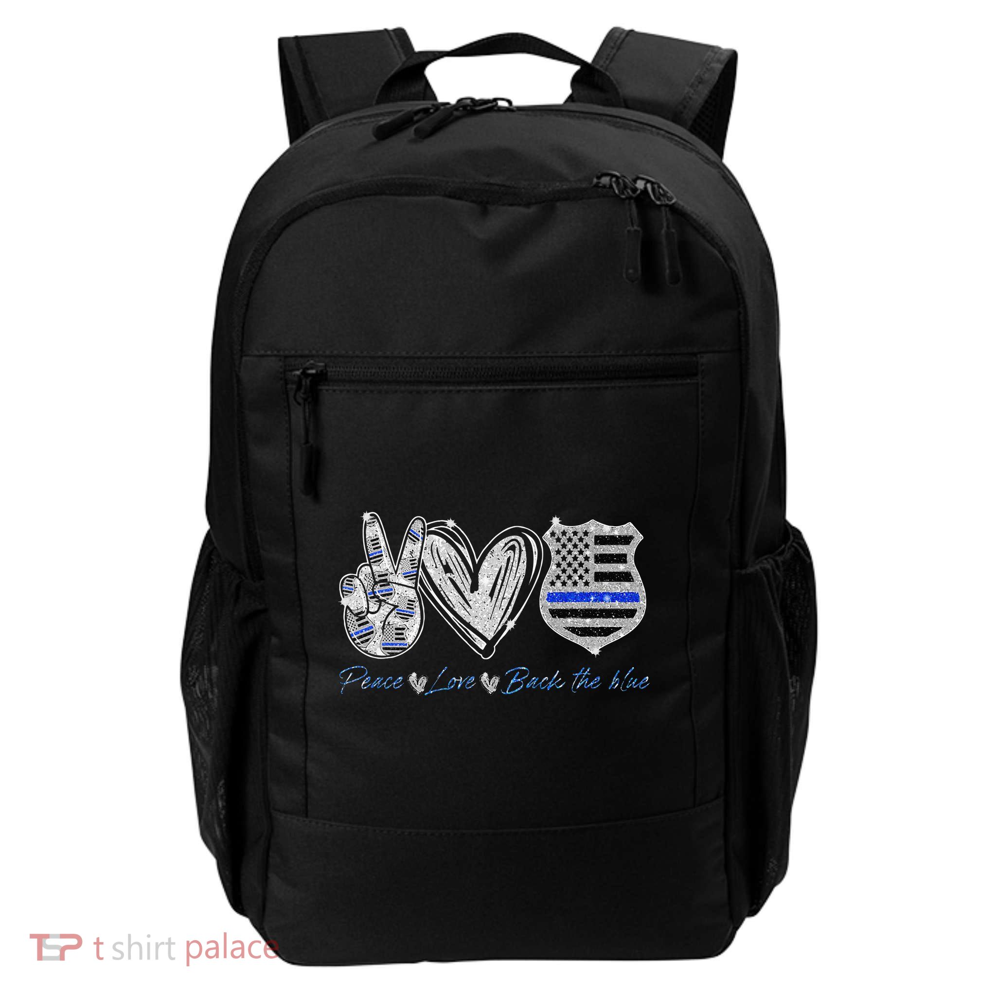 Peace Love Back The Blue Police Officer Gift Backpack