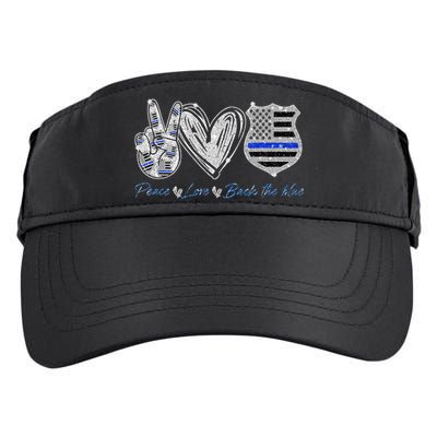 Peace Love Back The Blue Police Officer Gift Adult Drive Performance Visor