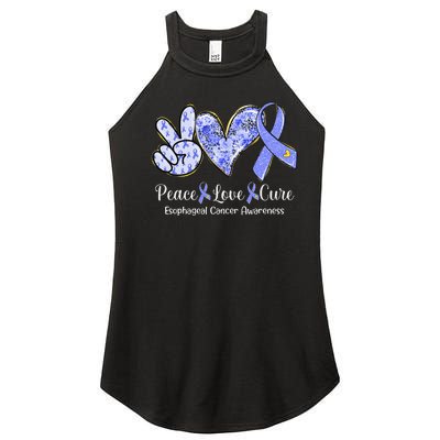 Peace Love Cure Periwinkle Ribbon Esophageal Cancer Gifts Women’s Perfect Tri Rocker Tank