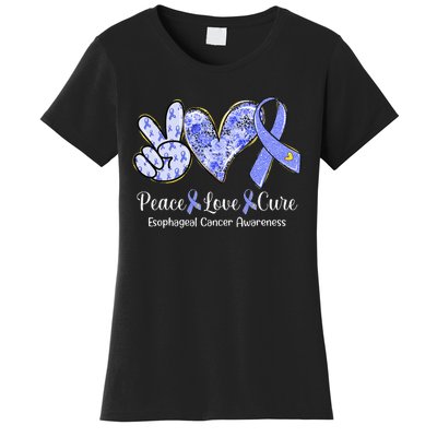 Peace Love Cure Periwinkle Ribbon Esophageal Cancer Gifts Women's T-Shirt