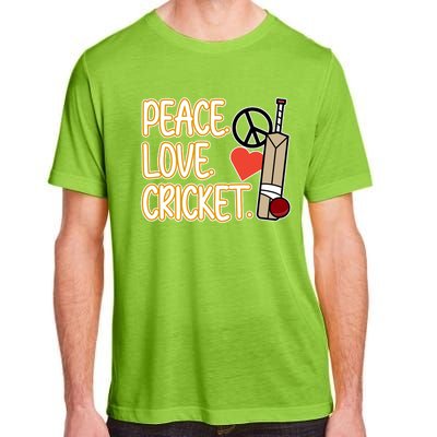 Peace Love Cricket Player Sports Lover Team Coach Graphic Premium Adult ChromaSoft Performance T-Shirt