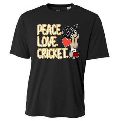 Peace Love Cricket Player Sports Lover Team Coach Graphic Premium Cooling Performance Crew T-Shirt