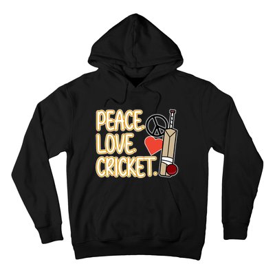 Peace Love Cricket Player Sports Lover Team Coach Graphic Premium Hoodie