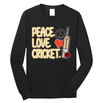 Peace Love Cricket Player Sports Lover Team Coach Graphic Premium Long Sleeve Shirt