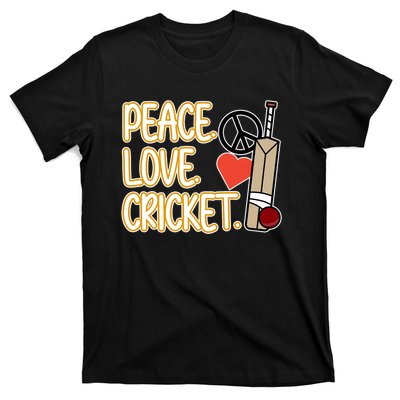 Peace Love Cricket Player Sports Lover Team Coach Graphic Premium T-Shirt