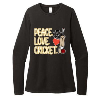 Peace Love Cricket Player Sports Lover Team Coach Graphic Premium Womens CVC Long Sleeve Shirt