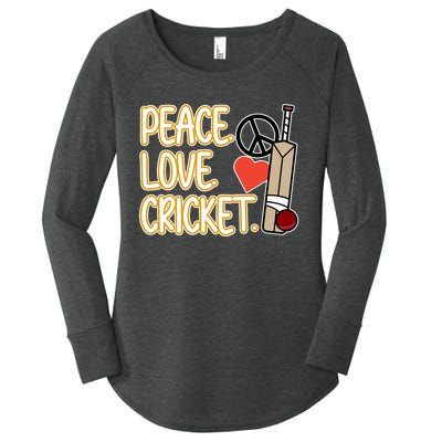 Peace Love Cricket Player Sports Lover Team Coach Graphic Premium Women's Perfect Tri Tunic Long Sleeve Shirt