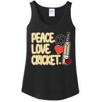 Peace Love Cricket Player Sports Lover Team Coach Graphic Premium Ladies Essential Tank