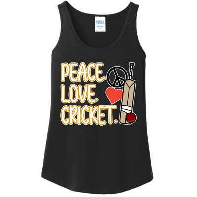 Peace Love Cricket Player Sports Lover Team Coach Graphic Premium Ladies Essential Tank