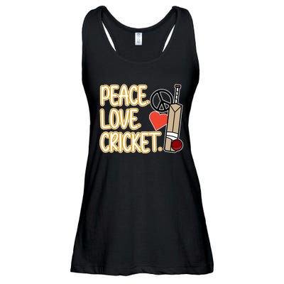 Peace Love Cricket Player Sports Lover Team Coach Graphic Premium Ladies Essential Flowy Tank