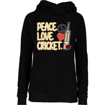 Peace Love Cricket Player Sports Lover Team Coach Graphic Premium Womens Funnel Neck Pullover Hood