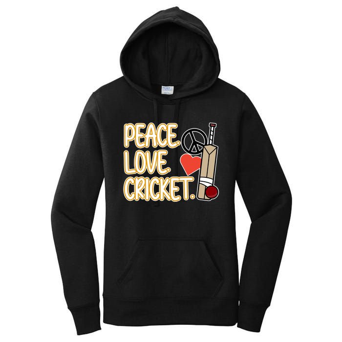 Peace Love Cricket Player Sports Lover Team Coach Graphic Premium Women's Pullover Hoodie