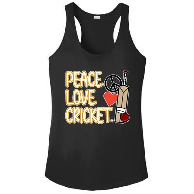 Peace Love Cricket Player Sports Lover Team Coach Graphic Premium Ladies PosiCharge Competitor Racerback Tank