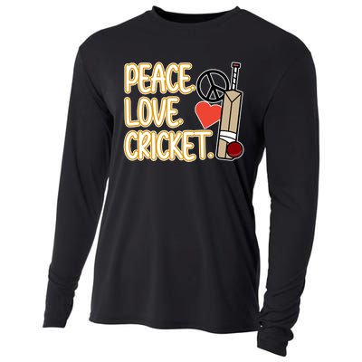 Peace Love Cricket Player Sports Lover Team Coach Graphic Premium Cooling Performance Long Sleeve Crew