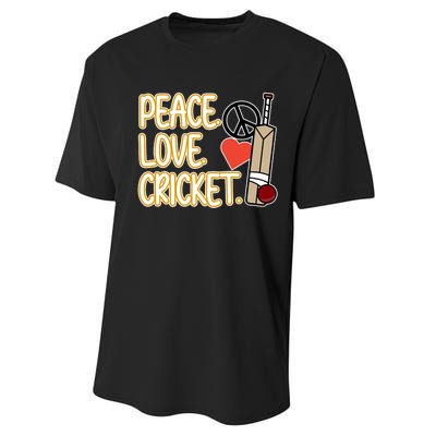 Peace Love Cricket Player Sports Lover Team Coach Graphic Premium Performance Sprint T-Shirt