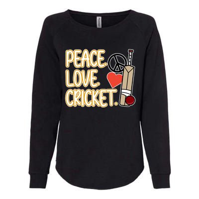 Peace Love Cricket Player Sports Lover Team Coach Graphic Premium Womens California Wash Sweatshirt