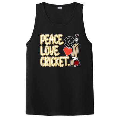 Peace Love Cricket Player Sports Lover Team Coach Graphic Premium PosiCharge Competitor Tank