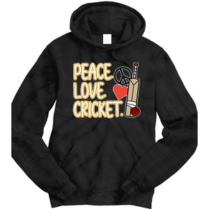 Peace Love Cricket Player Sports Lover Team Coach Graphic Premium Tie Dye Hoodie