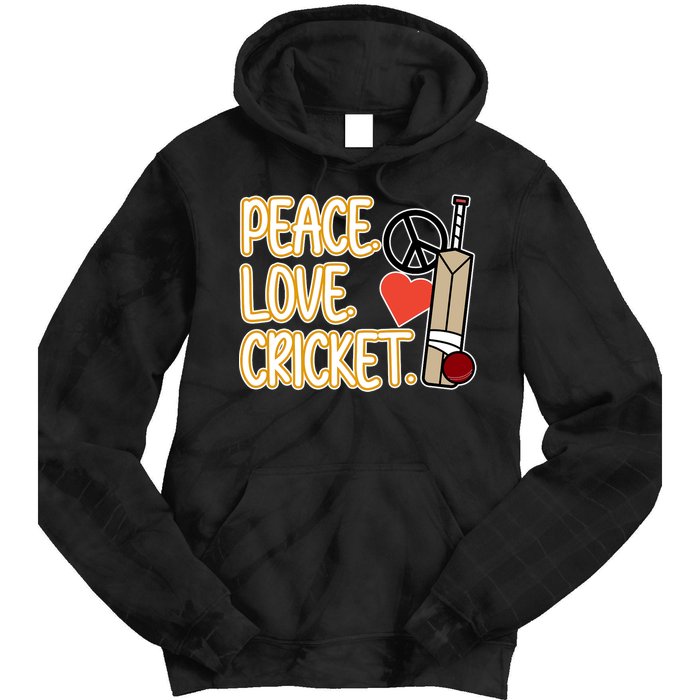 Peace Love Cricket Player Sports Lover Team Coach Graphic Premium Tie Dye Hoodie