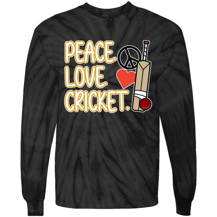 Peace Love Cricket Player Sports Lover Team Coach Graphic Premium Tie-Dye Long Sleeve Shirt