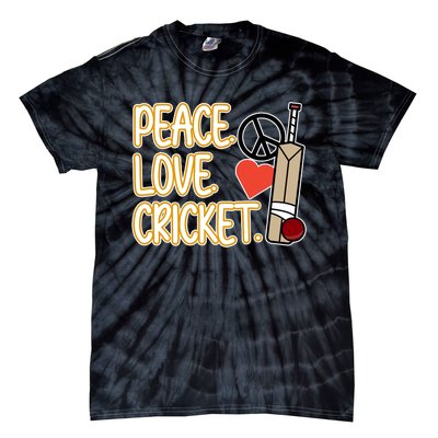 Peace Love Cricket Player Sports Lover Team Coach Graphic Premium Tie-Dye T-Shirt