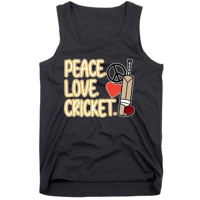 Peace Love Cricket Player Sports Lover Team Coach Graphic Premium Tank Top