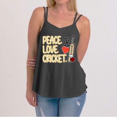 Peace Love Cricket Player Sports Lover Team Coach Graphic Premium Women's Strappy Tank