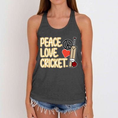 Peace Love Cricket Player Sports Lover Team Coach Graphic Premium Women's Knotted Racerback Tank