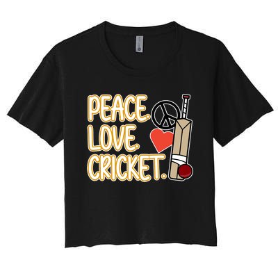 Peace Love Cricket Player Sports Lover Team Coach Graphic Premium Women's Crop Top Tee