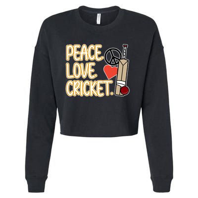 Peace Love Cricket Player Sports Lover Team Coach Graphic Premium Cropped Pullover Crew