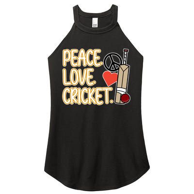 Peace Love Cricket Player Sports Lover Team Coach Graphic Premium Women's Perfect Tri Rocker Tank