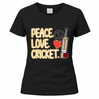 Peace Love Cricket Player Sports Lover Team Coach Graphic Premium Women's T-Shirt