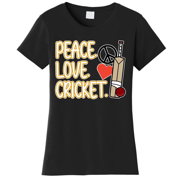 Peace Love Cricket Player Sports Lover Team Coach Graphic Premium Women's T-Shirt