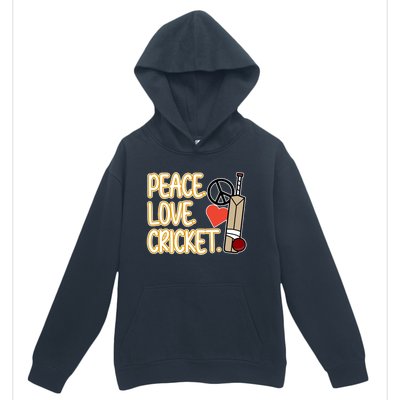 Peace Love Cricket Player Sports Lover Team Coach Graphic Premium Urban Pullover Hoodie