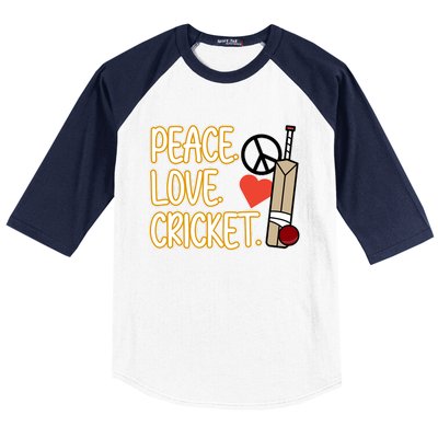 Peace Love Cricket Player Sports Lover Team Coach Graphic Premium Baseball Sleeve Shirt