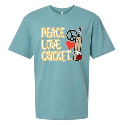 Peace Love Cricket Player Sports Lover Team Coach Graphic Premium Sueded Cloud Jersey T-Shirt