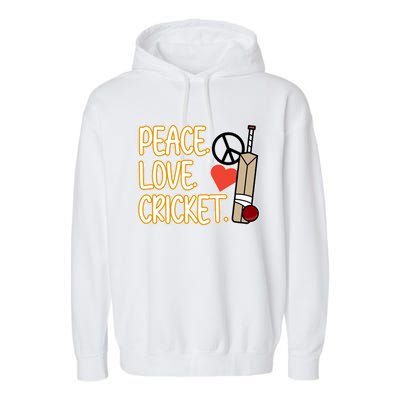 Peace Love Cricket Player Sports Lover Team Coach Graphic Premium Garment-Dyed Fleece Hoodie