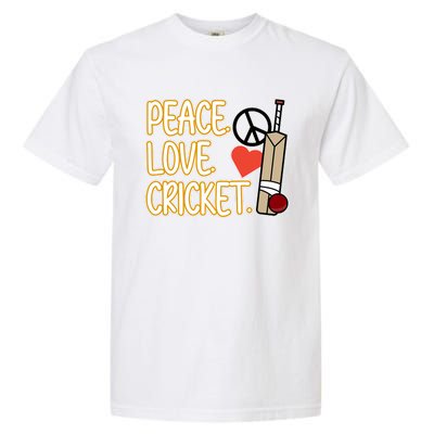 Peace Love Cricket Player Sports Lover Team Coach Graphic Premium Garment-Dyed Heavyweight T-Shirt